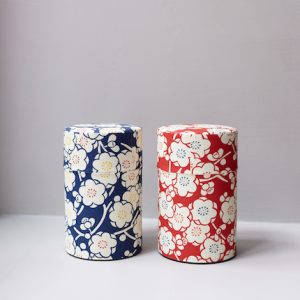 Japanese tea container plum blue and red